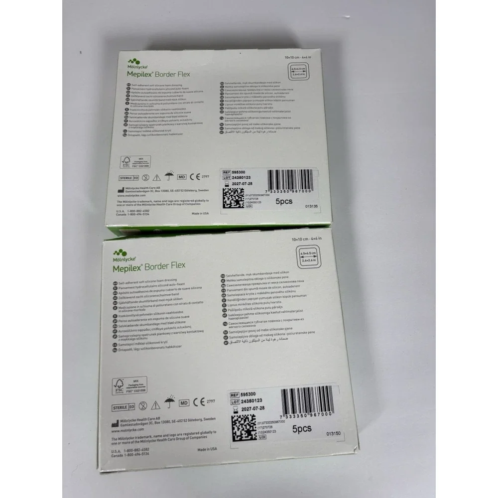 Mepilex Border Flex 4x4 Foam Bandage Dressing 10x10cm Lot 2 Boxes Sealed